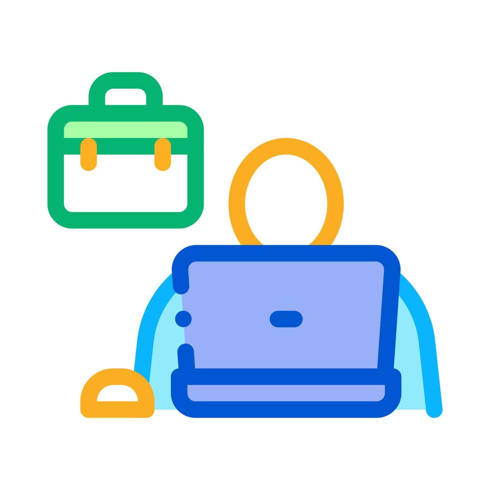computer worker icon vector outline illustration