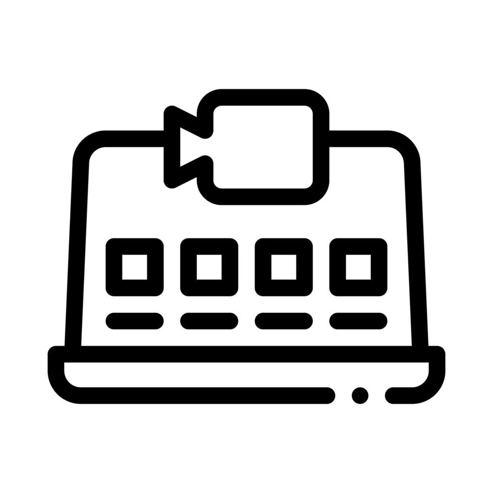 laptop video recording icon vector outline illustration