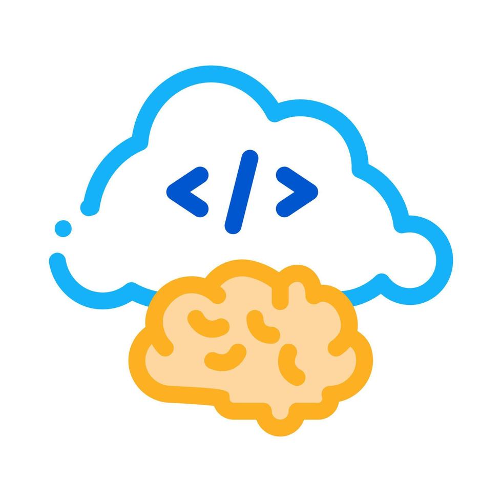 brain cloud separation icon vector outline illustration