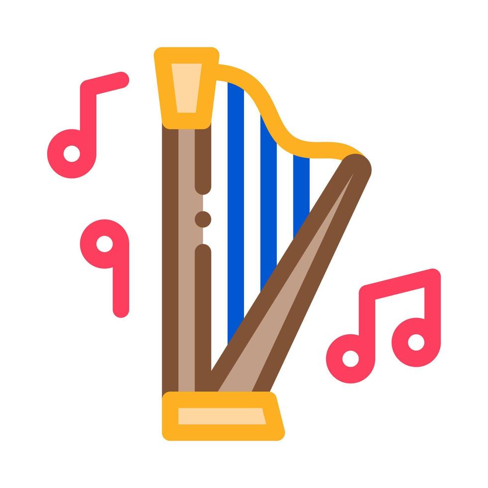 ilustración de contorno de vector de icono de arpa musical