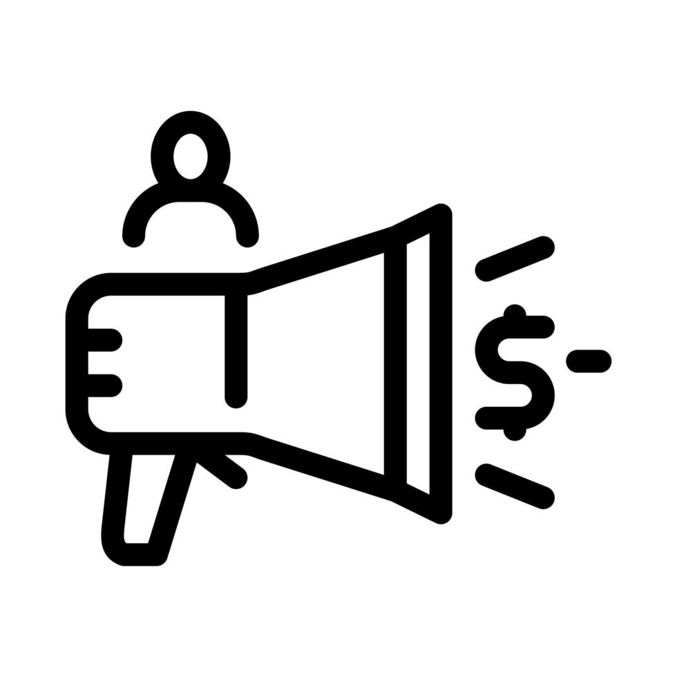 loudspeaker announcement of money icon vector outline illustration