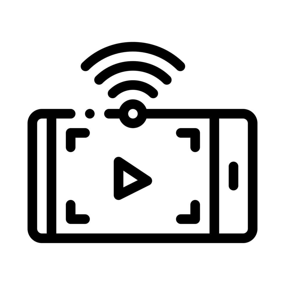 watching video with wifi icon vector outline illustration