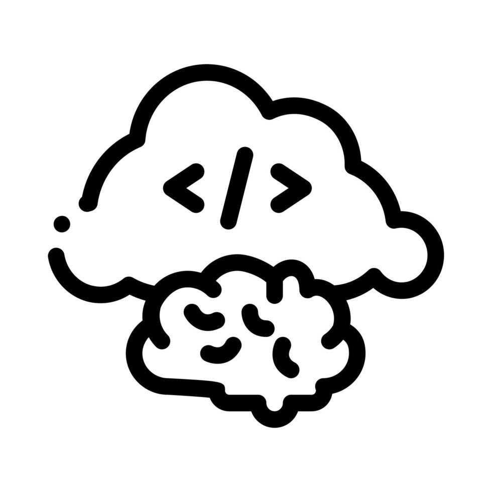 brain cloud separation icon vector outline illustration