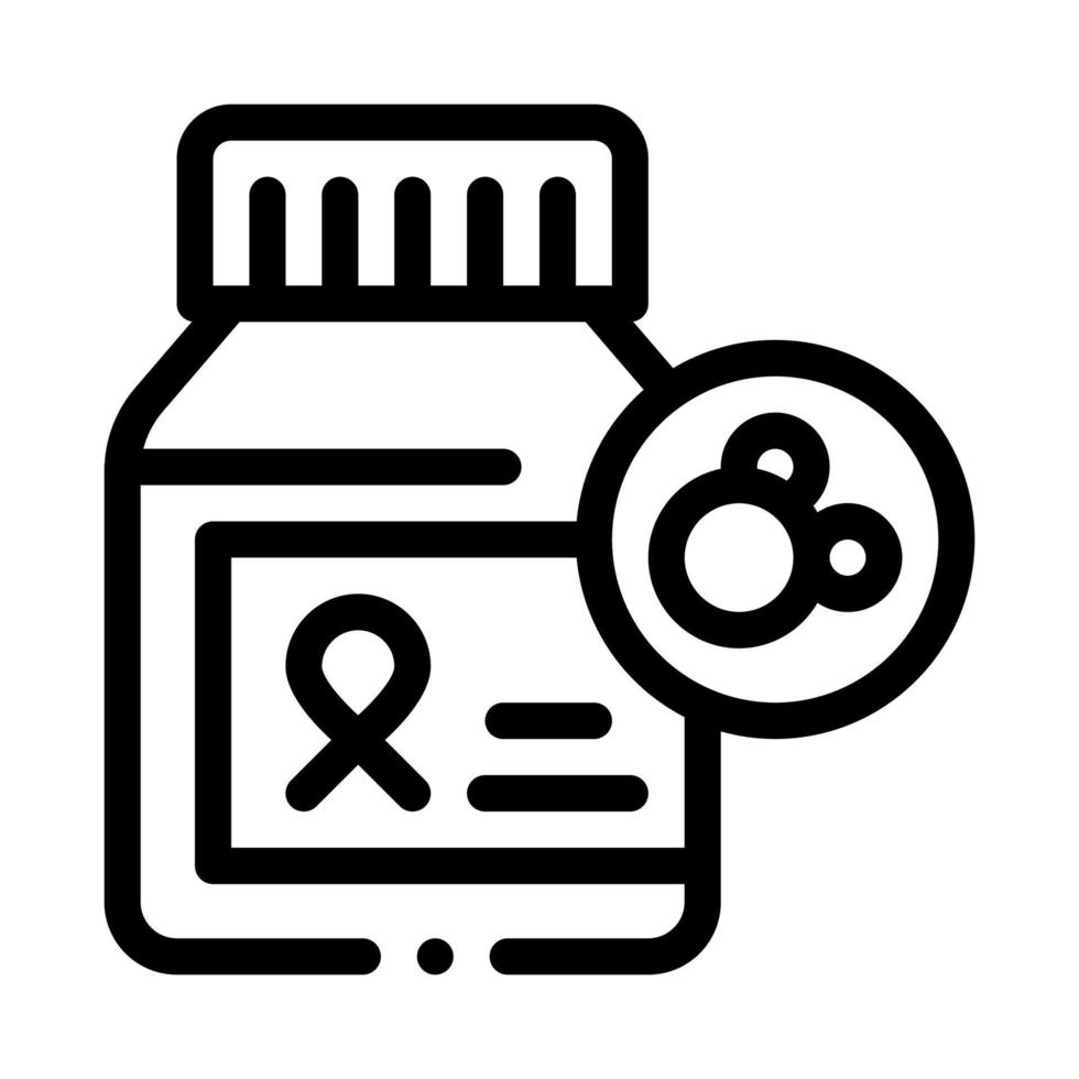 ilustración de contorno de vector de icono de píldoras de cáncer
