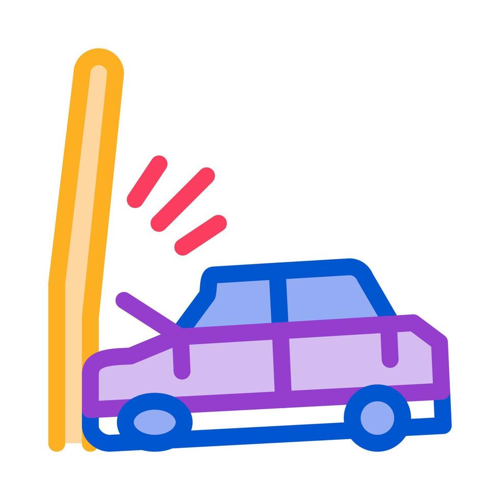 plunging car into pole icon vector outline illustration