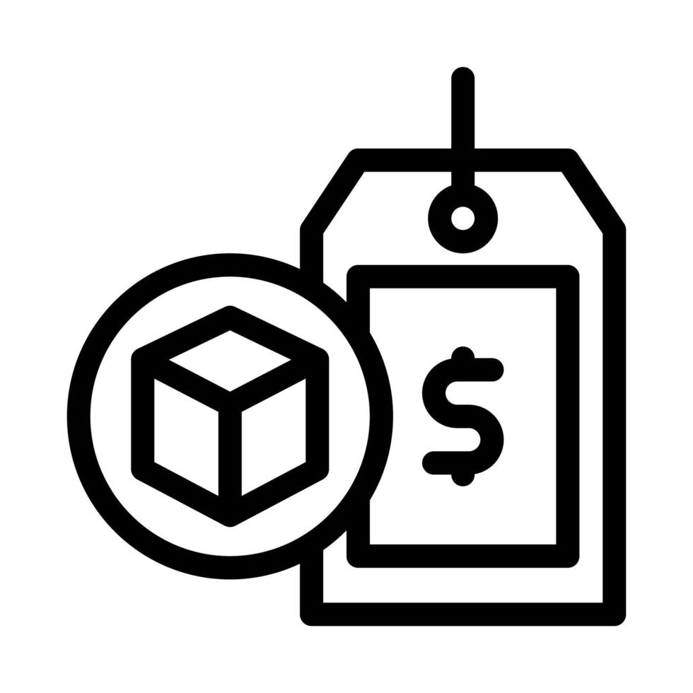 ilustración de contorno de vector de icono de etiqueta de precio de paquete