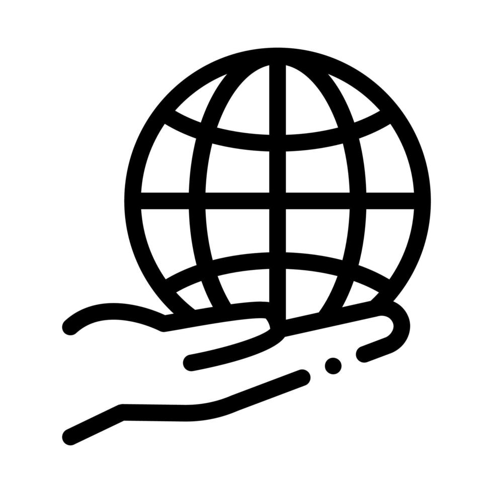 planet in our hands icon vector outline illustration