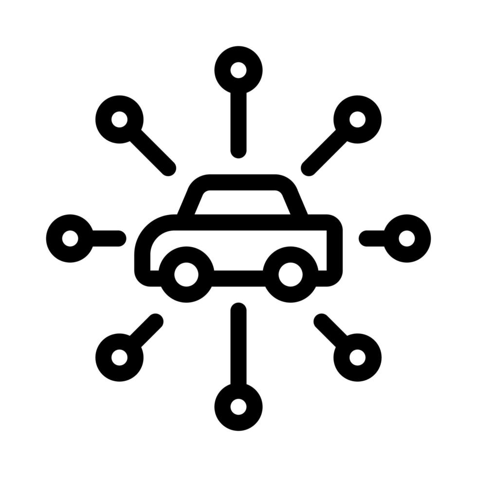 ilustración de contorno de vector de icono de red universal de automóviles