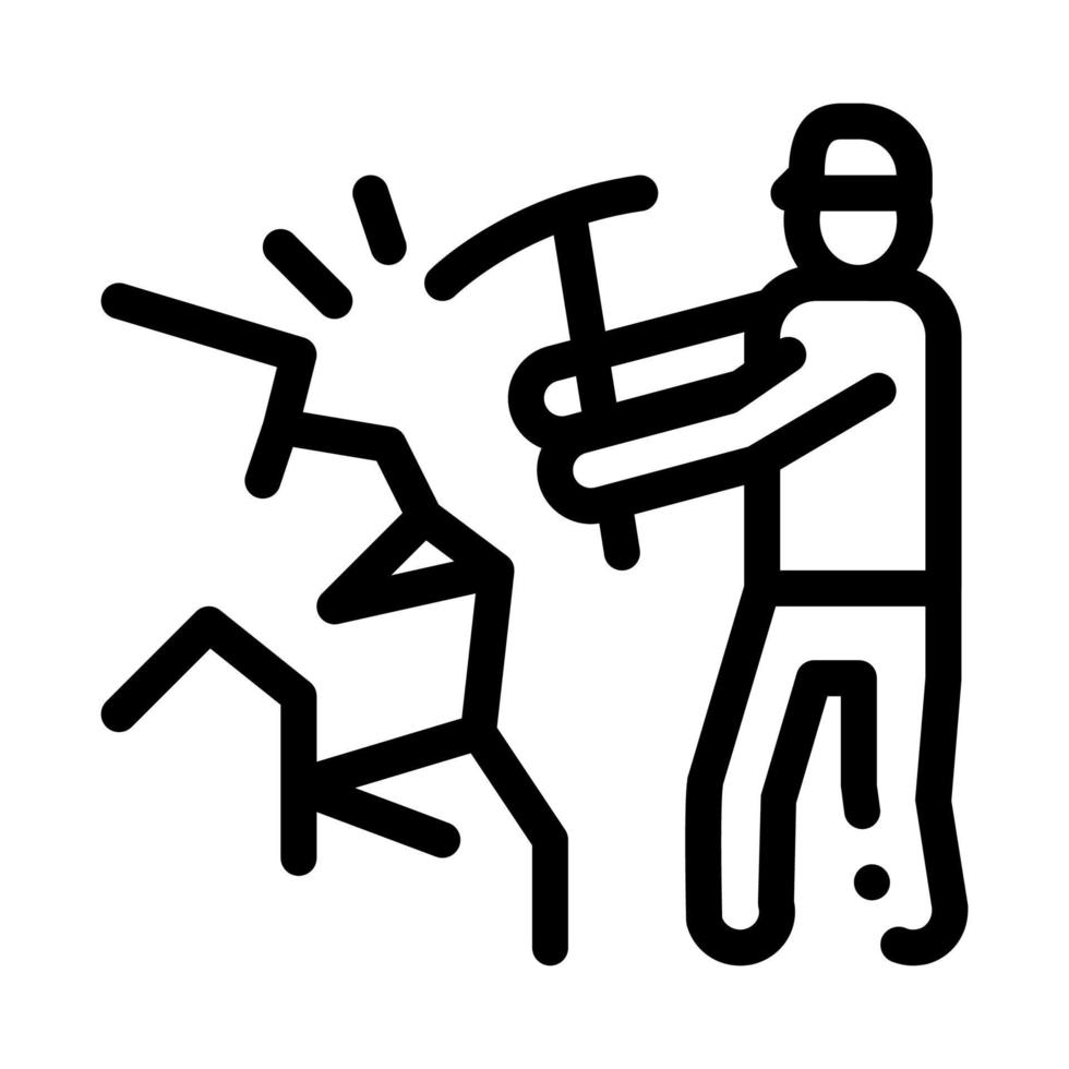 miner with pickaxe icon vector outline illustration