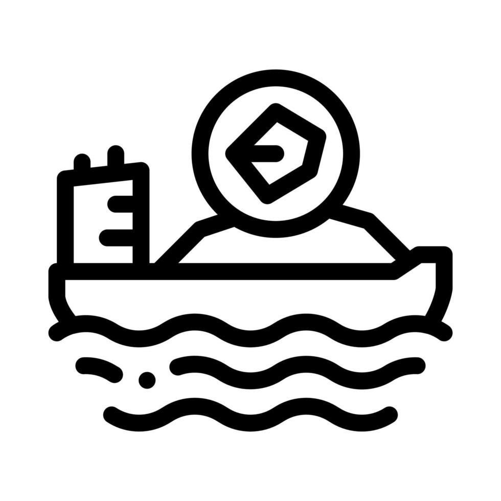 barco móvil con ilustración de contorno de vector de icono de carbón