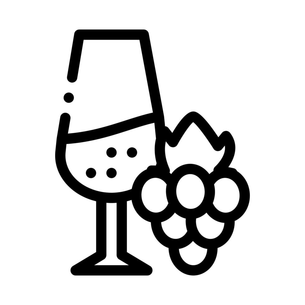 vino con uvas icono vector ilustración de contorno