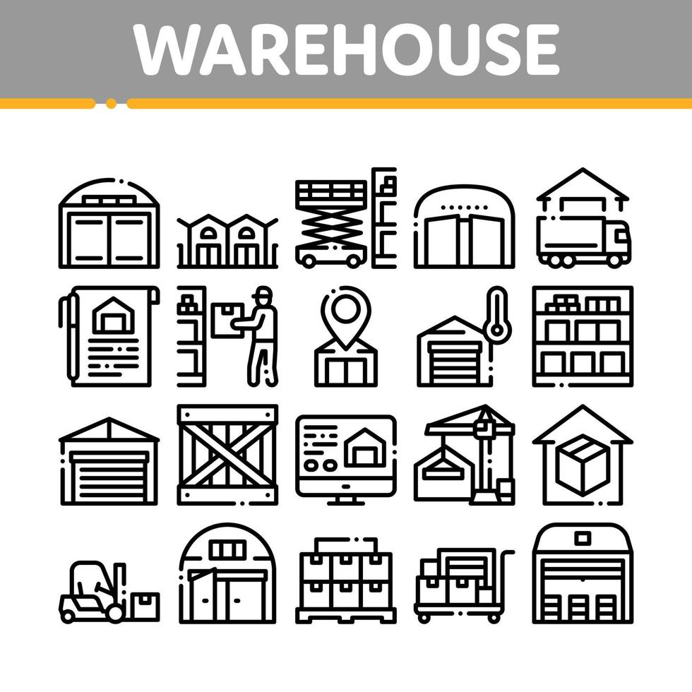 Warehouse And Storage Collection Icons Set Vector