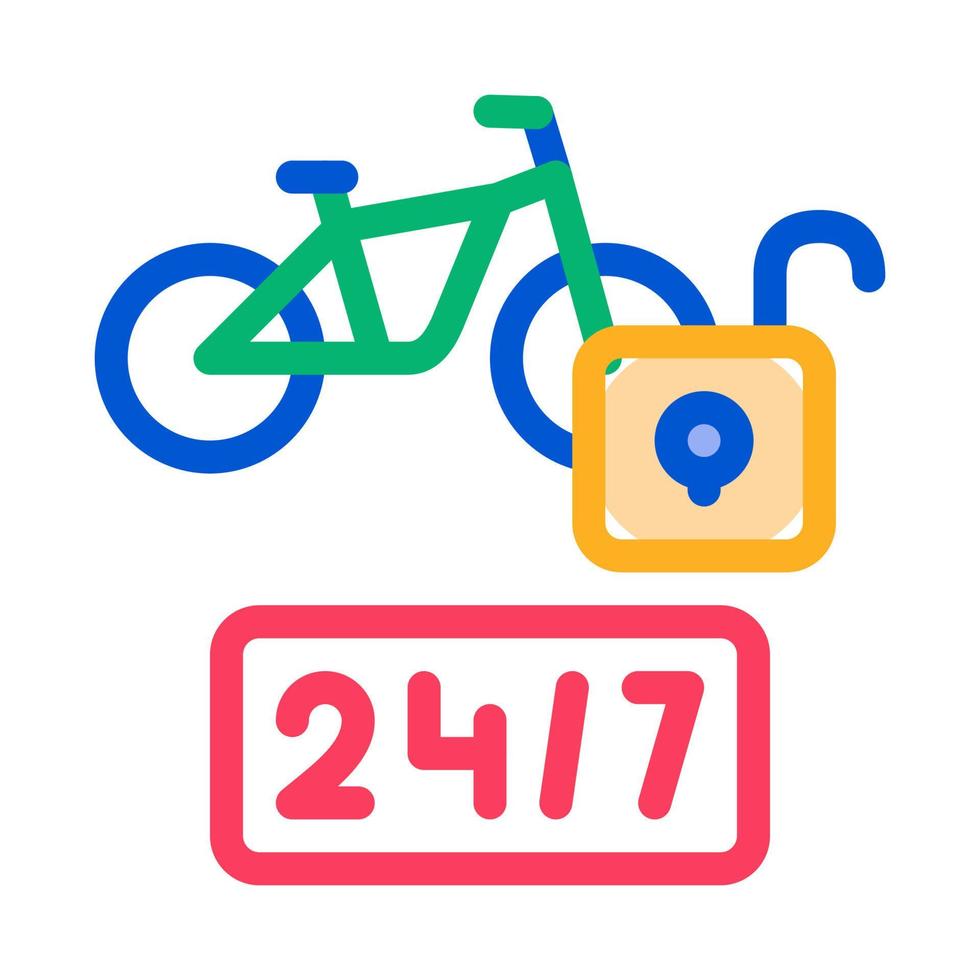 Ilustración de contorno de vector de icono de servicios de bicicletas compartidas las 24 horas