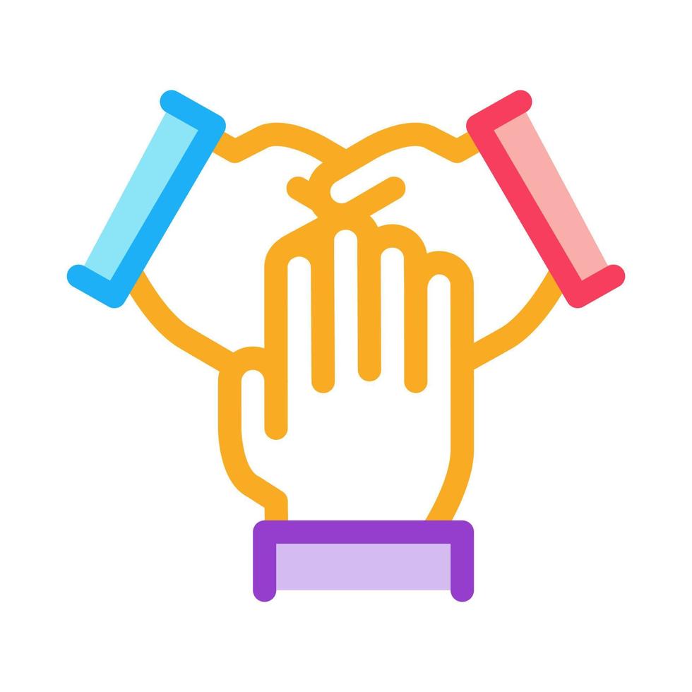 triple handshake icon vector outline illustration