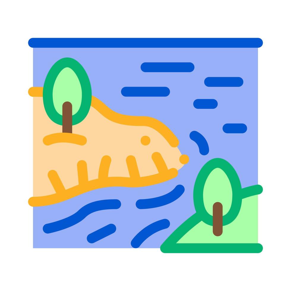 río entre montañas icono vector contorno ilustración