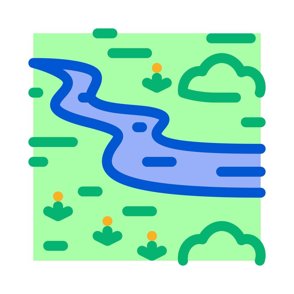 river landscape among meadow icon vector outline illustration