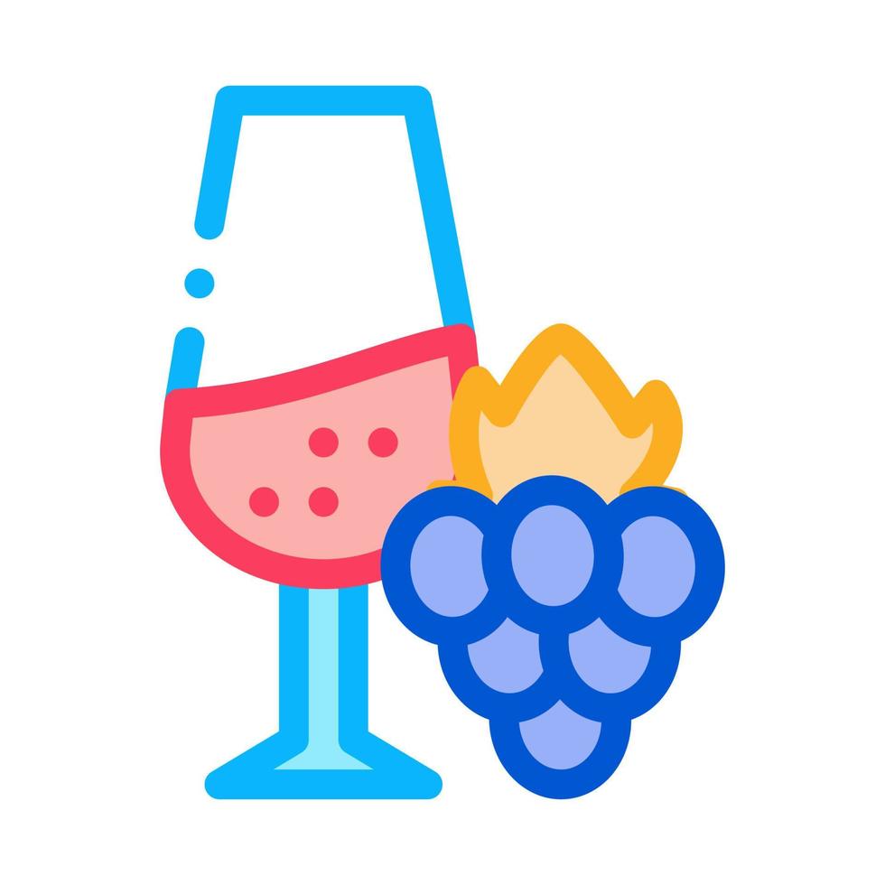 vino con uvas icono vector ilustración de contorno