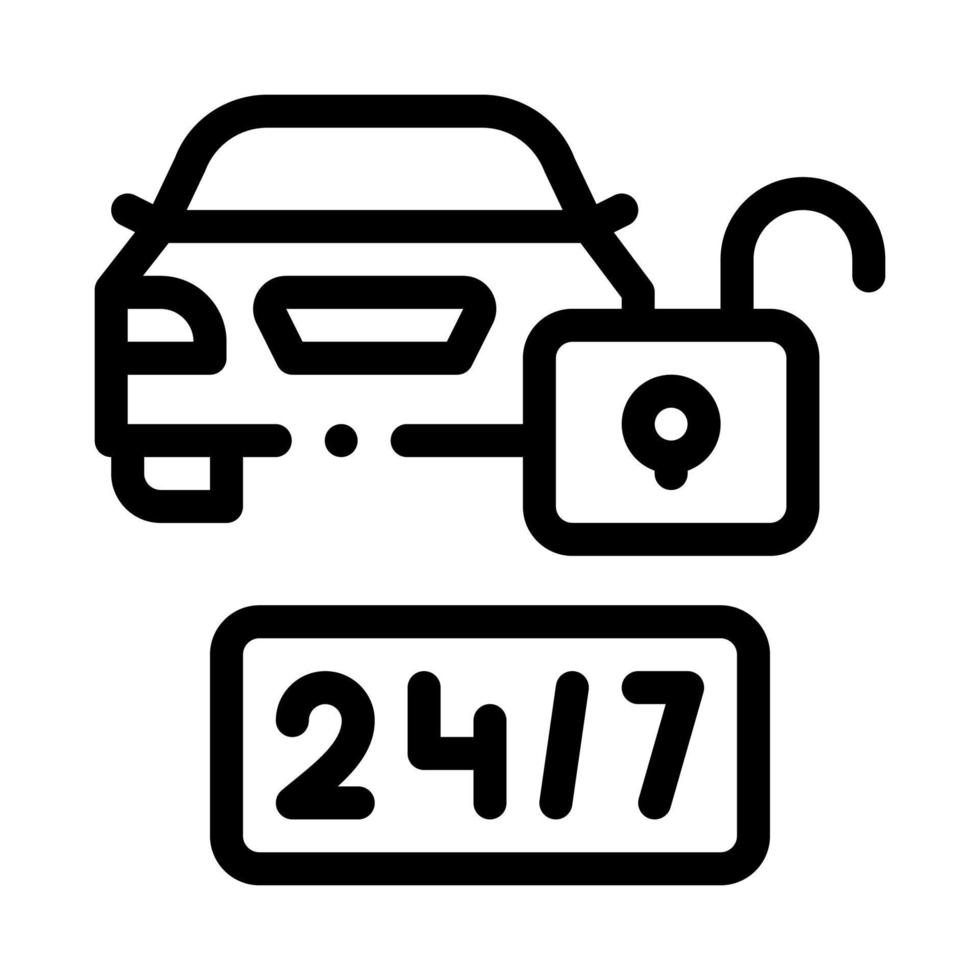 machine protection 24 7 icon vector outline illustration