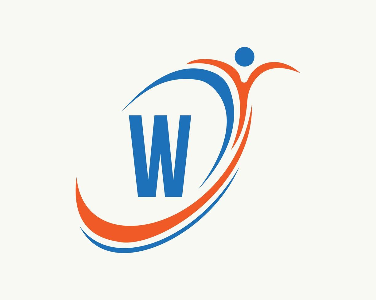 diseño del logotipo de fitness letra w. bio, icono de salud. logotipo medico vector