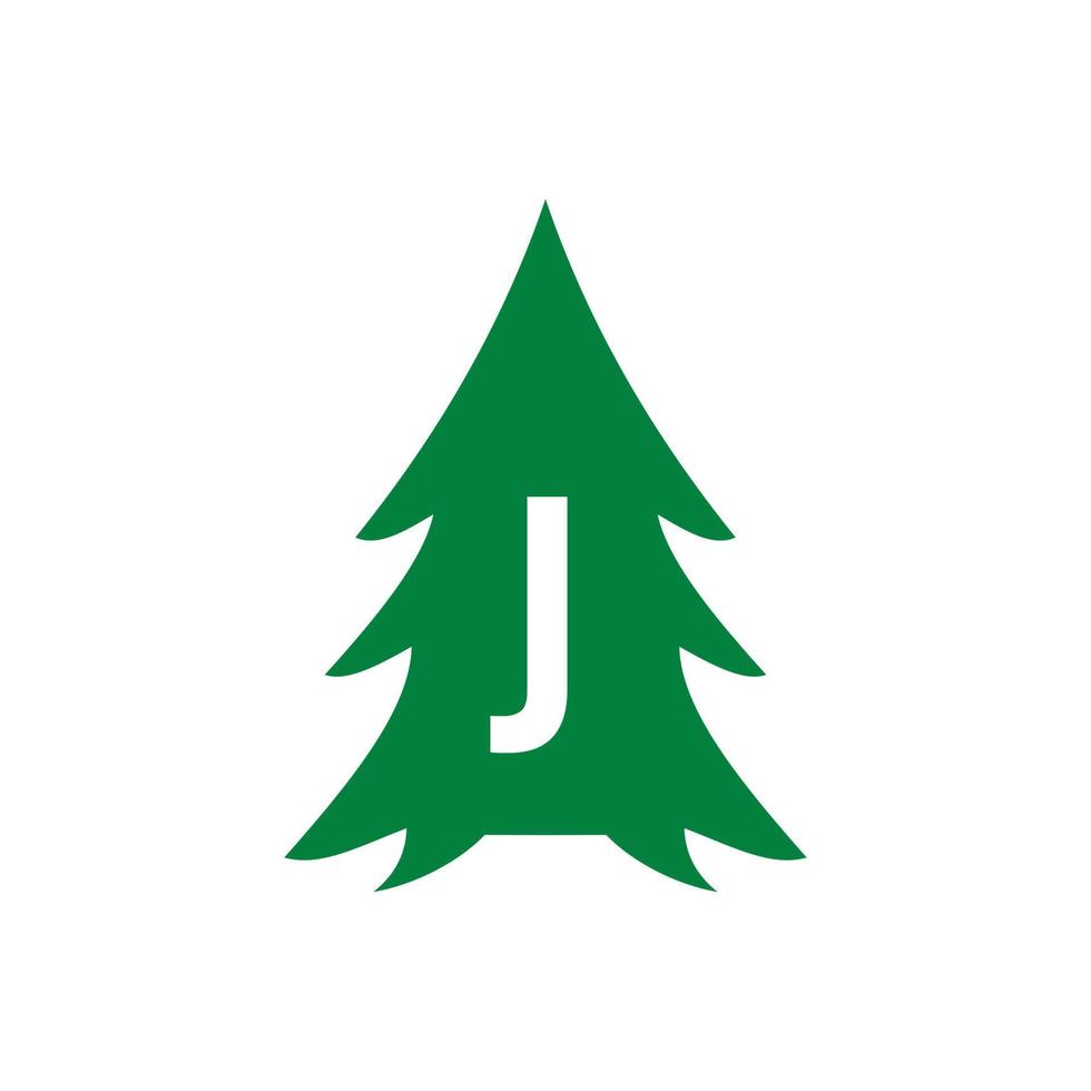 Letter J Pine Tree Logo Design vector