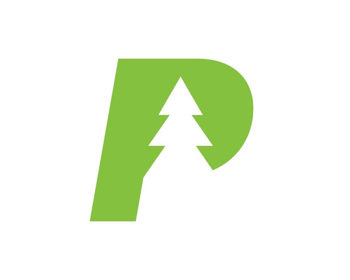 Letter P Pine Tree Logo Design vector