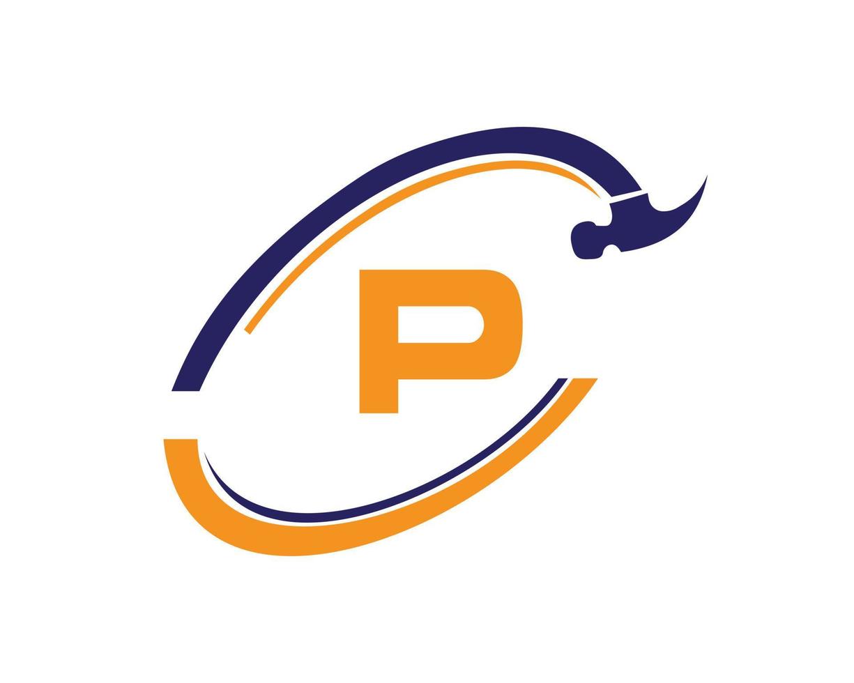 logotipo de reparación de la letra p. logotipo de construcción de viviendas vector