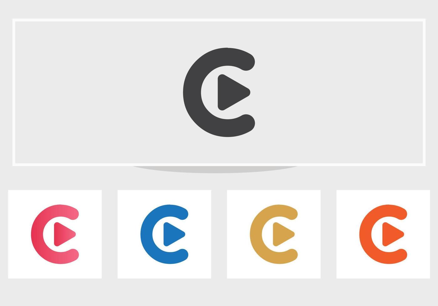 Letter C Play logo design vector template