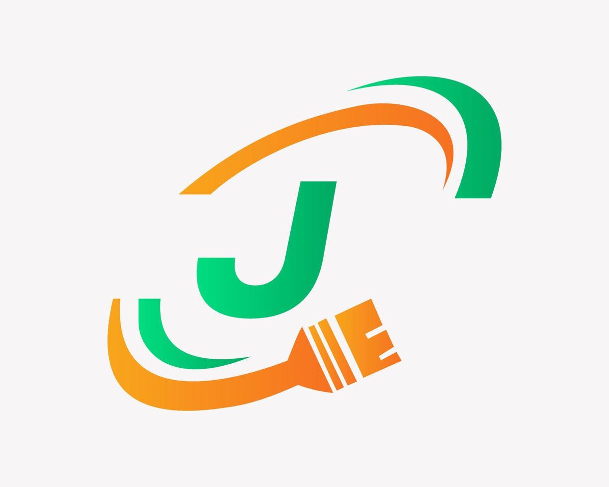 diseño de logotipo de pintura de casa letra j vector