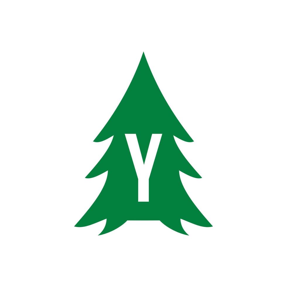 Letter Y Pine Tree Logo Design vector
