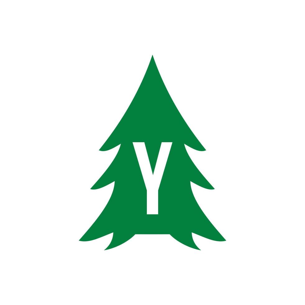 Letter Y Pine Tree Logo Design vector