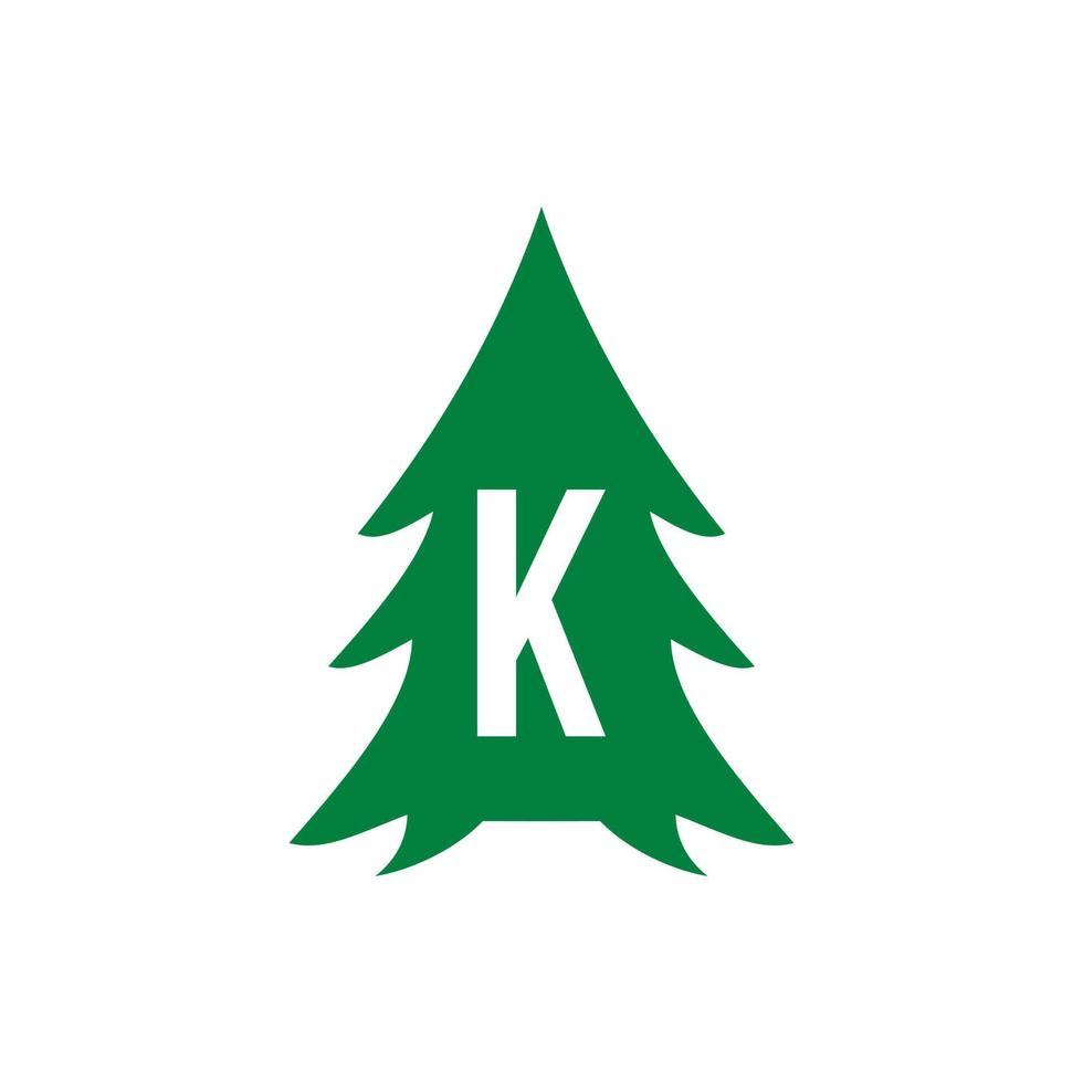 Letter K Pine Tree Logo Design vector
