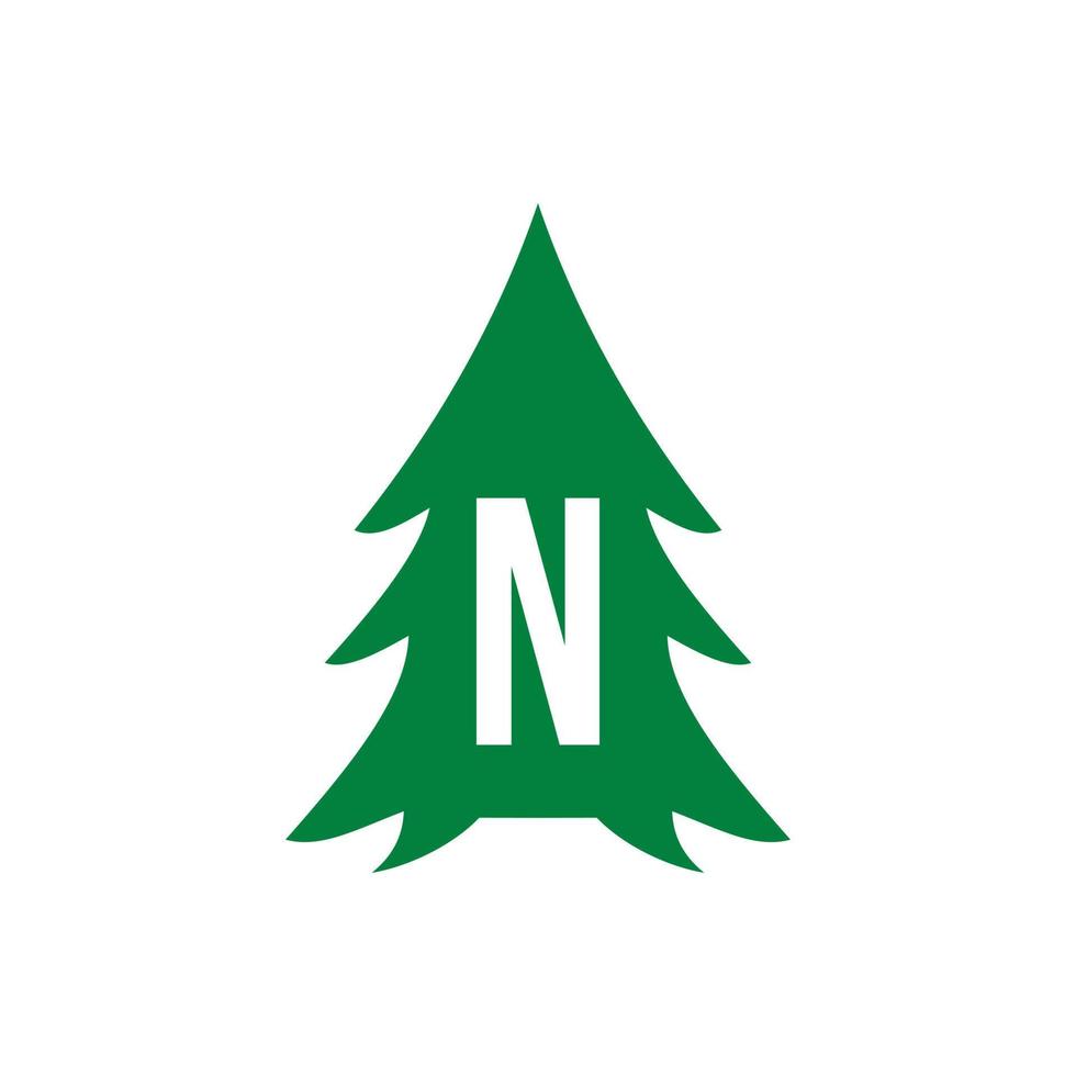 diseño de logotipo de letra n pino vector