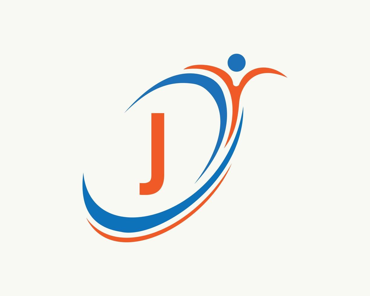 diseño del logotipo de la letra j fitness. bio, icono de salud. logotipo medico vector
