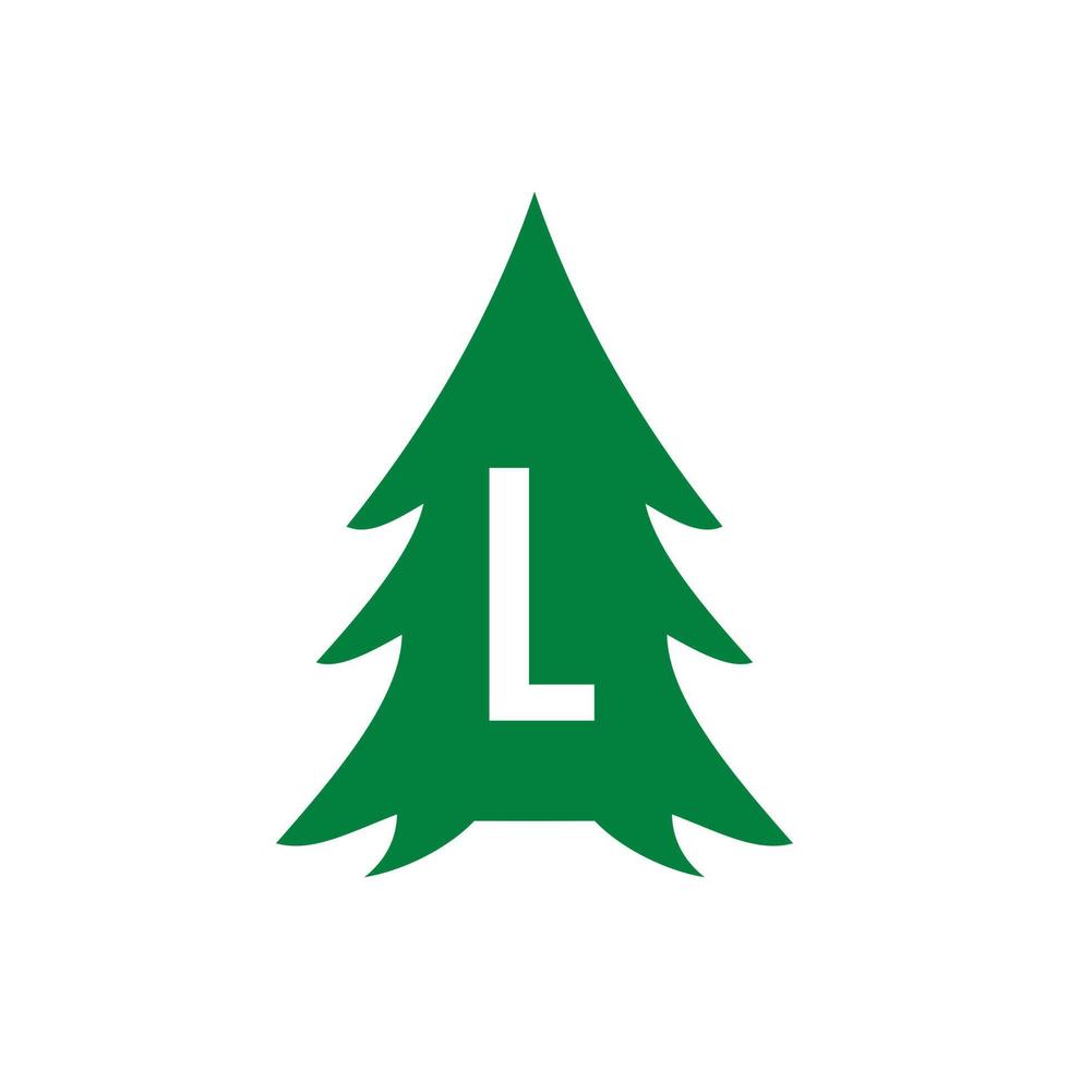 Letter L Pine Tree Logo Design vector