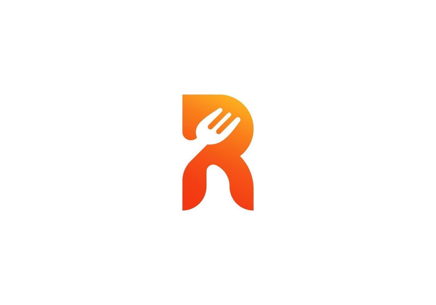 Restaurant Logo Design On Letter R With Fork and Spoon Icon vector