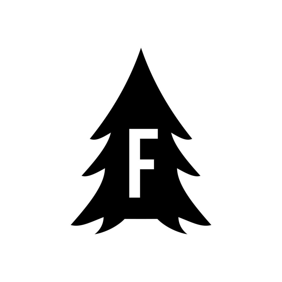 Letter F Pine Tree Logo Design vector