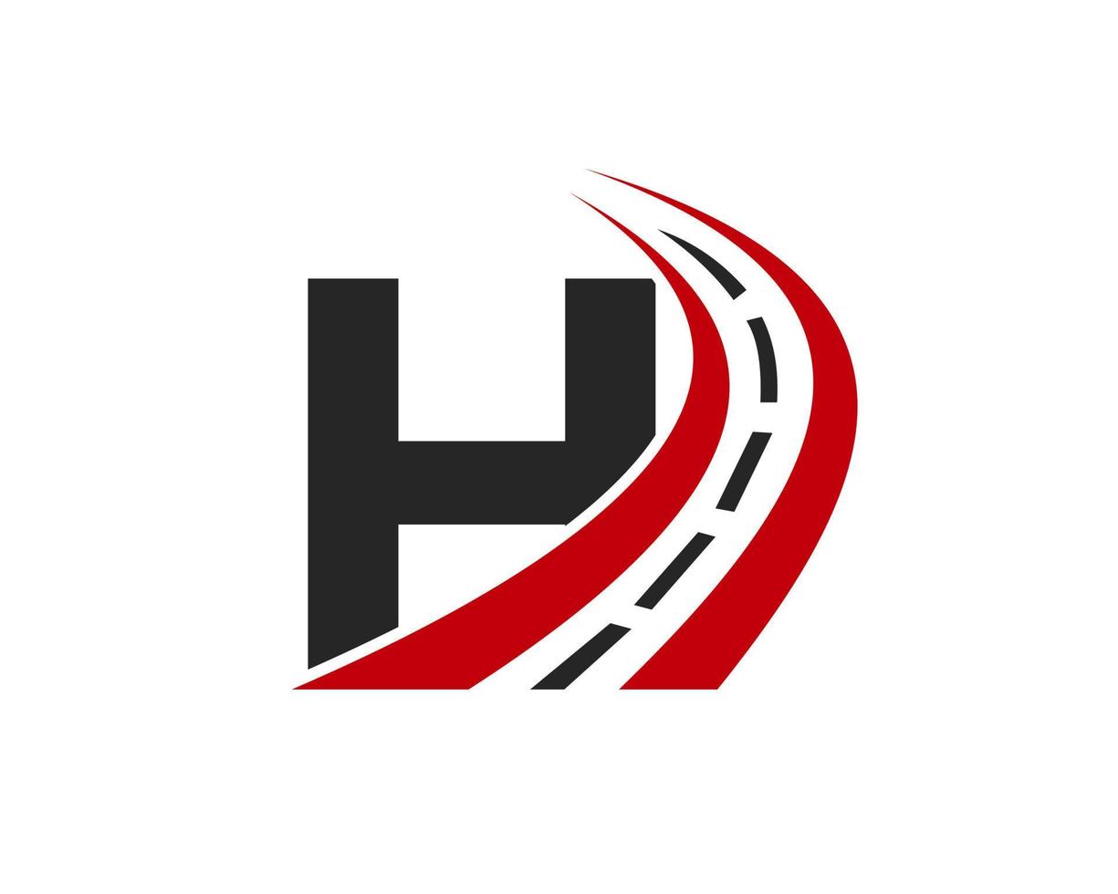 Transport Logo With H Letter Concept. Road Logo Design Template vector