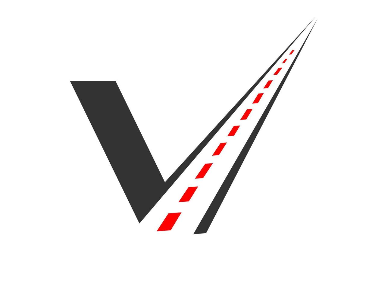 Transport Logo With V Letter Concept. Road Logo Design Template vector