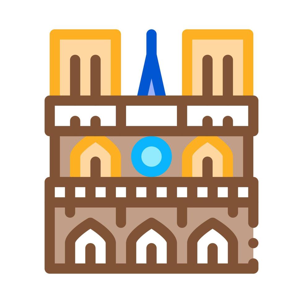 notre dame de paris icon vector outline illustration