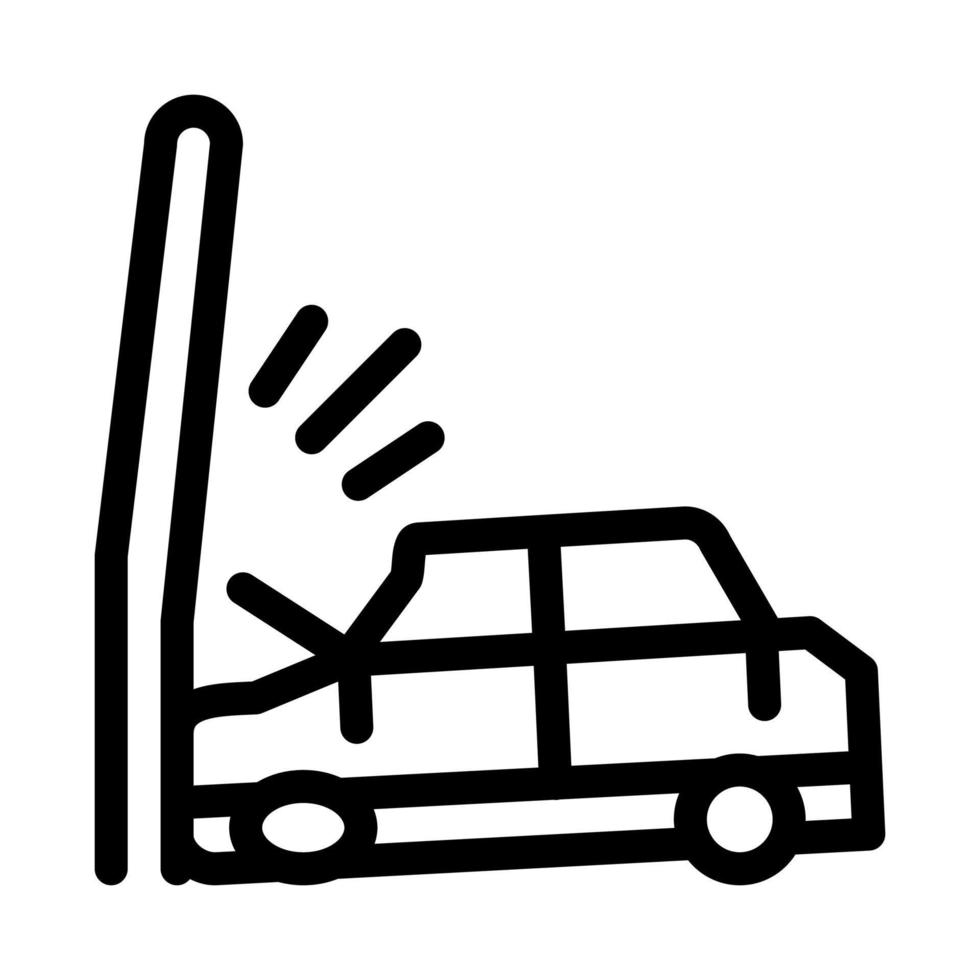 plunging car into pole icon vector outline illustration