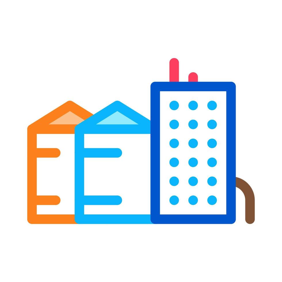 heaters with residential buildings icon vector outline illustration