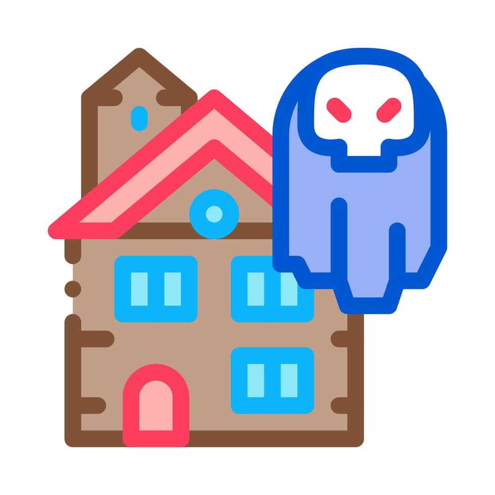 casa con fantasmas icono vector ilustración de contorno