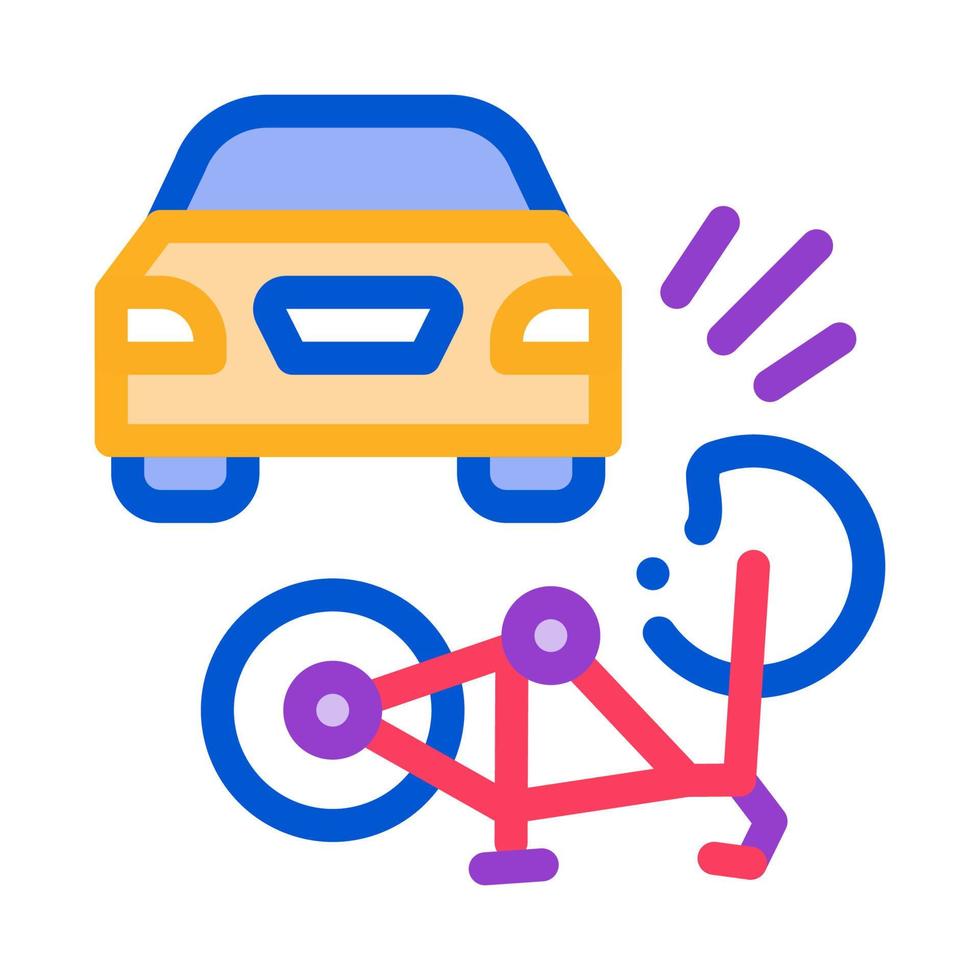 ilustración de contorno de vector de icono de accidente de bicicleta y coche