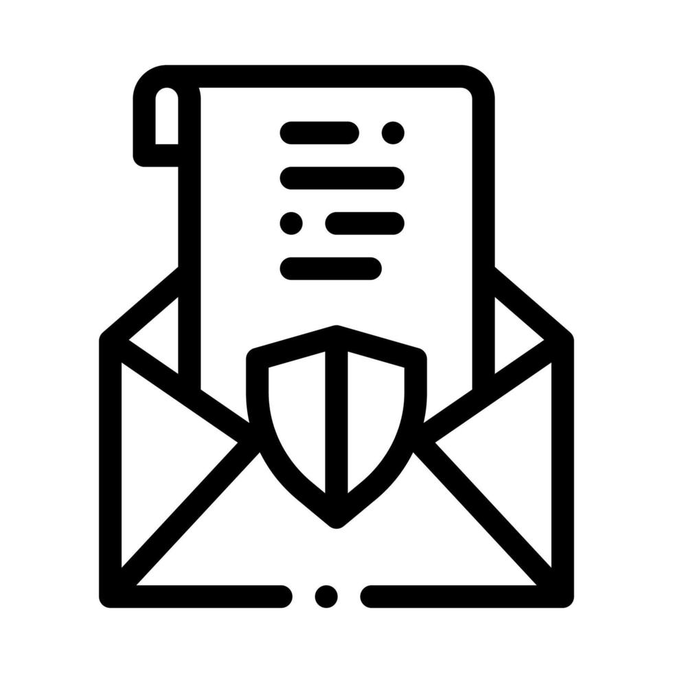 protected letter icon vector outline illustration