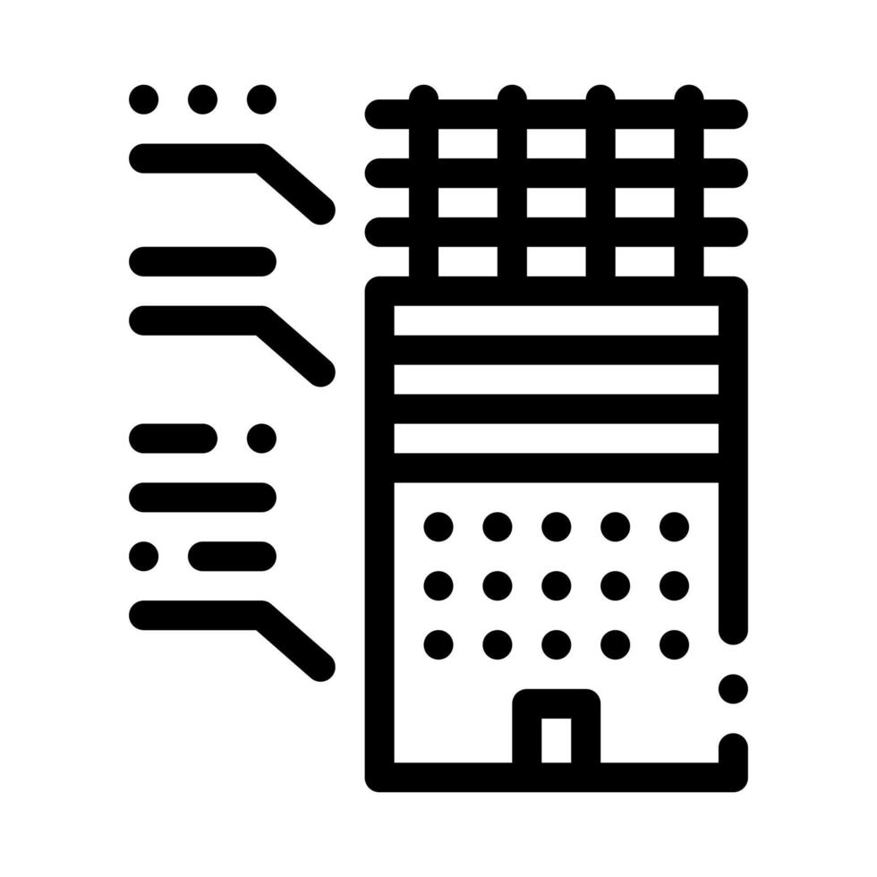 análisis de las funciones de las partes de la ilustración del contorno del vector del icono del edificio residencial