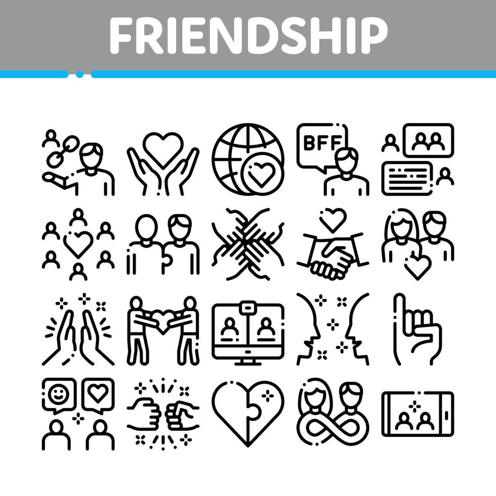 Friendship Relation Collection Icons Set Vector