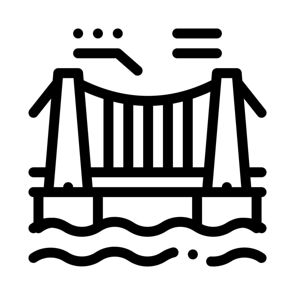 puente colgante en el agua icono vector contorno ilustración