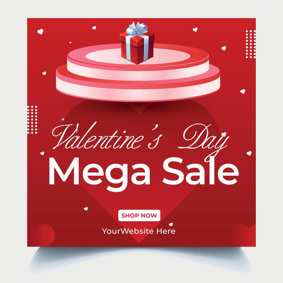 Valentines Day Social Media Post, Facebook and Instagram Banner vector