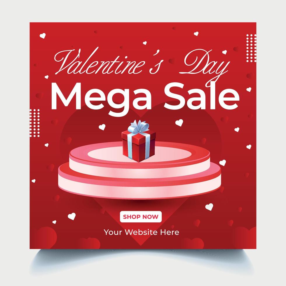 Valentines Day Social Media Post, Facebook and Instagram Banner vector