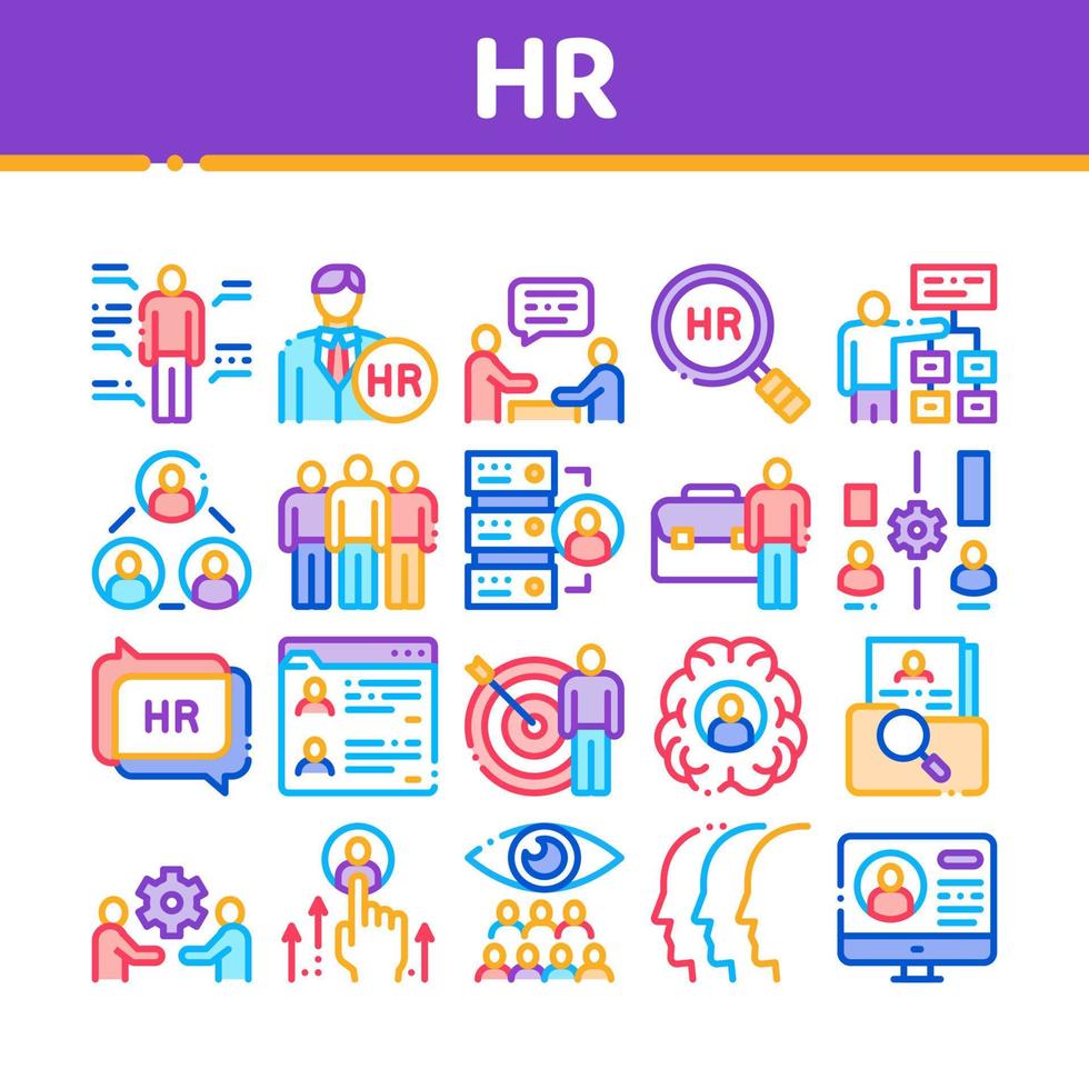 Hr Human Resources Collection Icons Set Vector